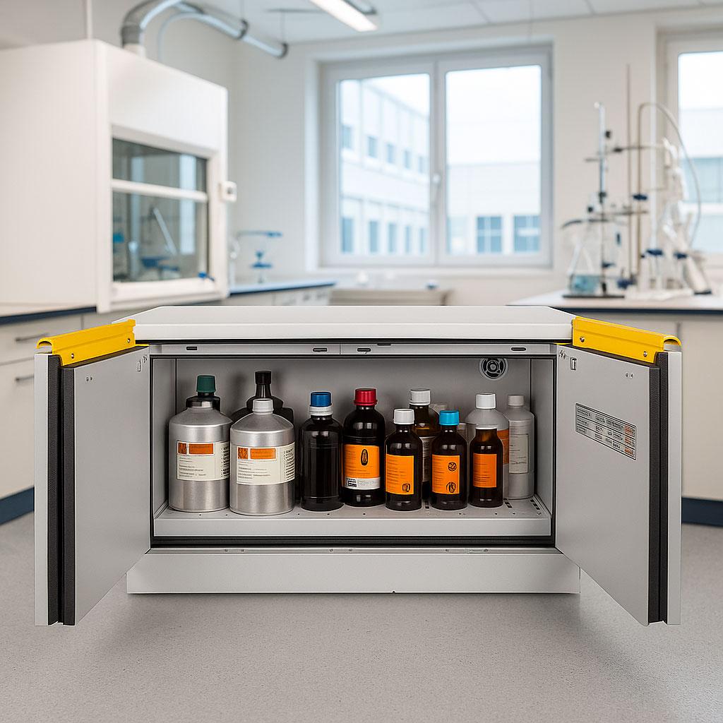 Protégez vos produits dangereux en laboratoire grâce aux armoires COMBISTORAGE sécurisées et modulables